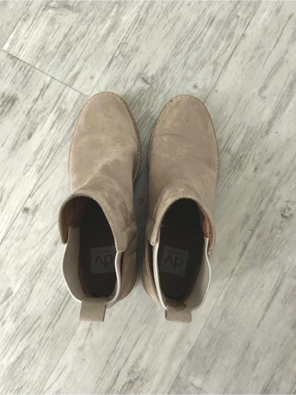 Dolce Vita Taupe Suede Chelsea Booties